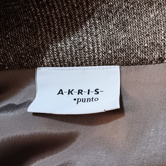 AKRIS PUNTO‎ Circle Skirt Wool Silk Blend Flouncy Brown Tweed Size 6 Skater - Picture 5 of 16